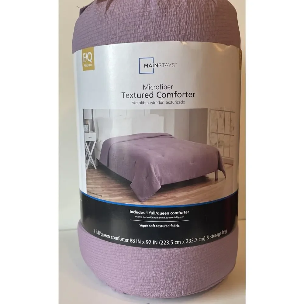 Mainstays Microfiber Textured Comforter Blanket PURPLE Full/Queen NWT